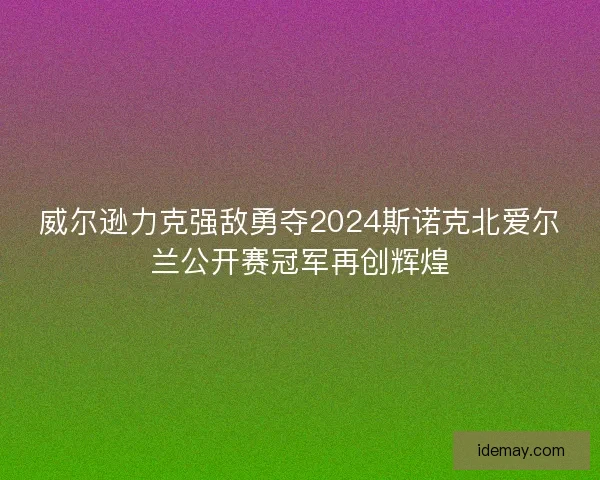 威尔逊力克强敌勇夺2024斯诺克北爱尔兰公开赛冠军再创辉煌