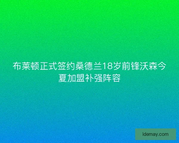 布莱顿正式签约桑德兰18岁前锋沃森今夏加盟补强阵容